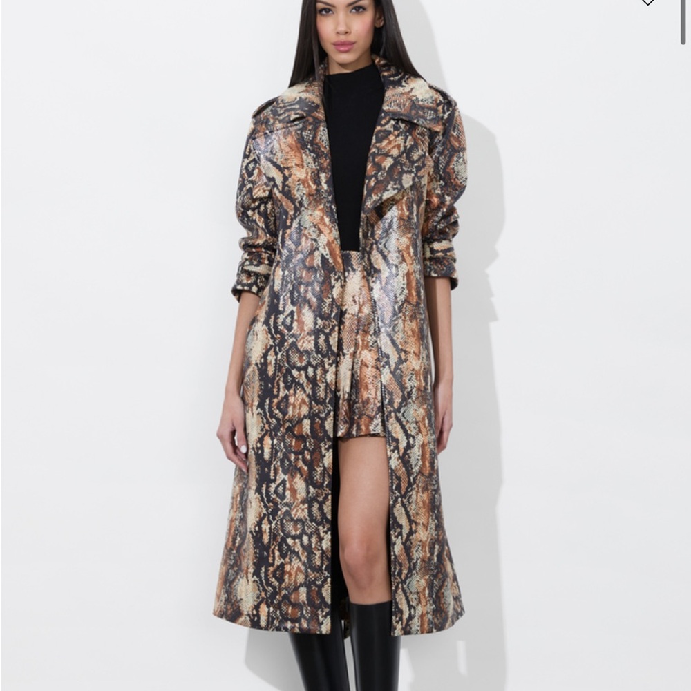 Alice + Olivia Multicolor Snake Print Trench Coat The Nevada NWT